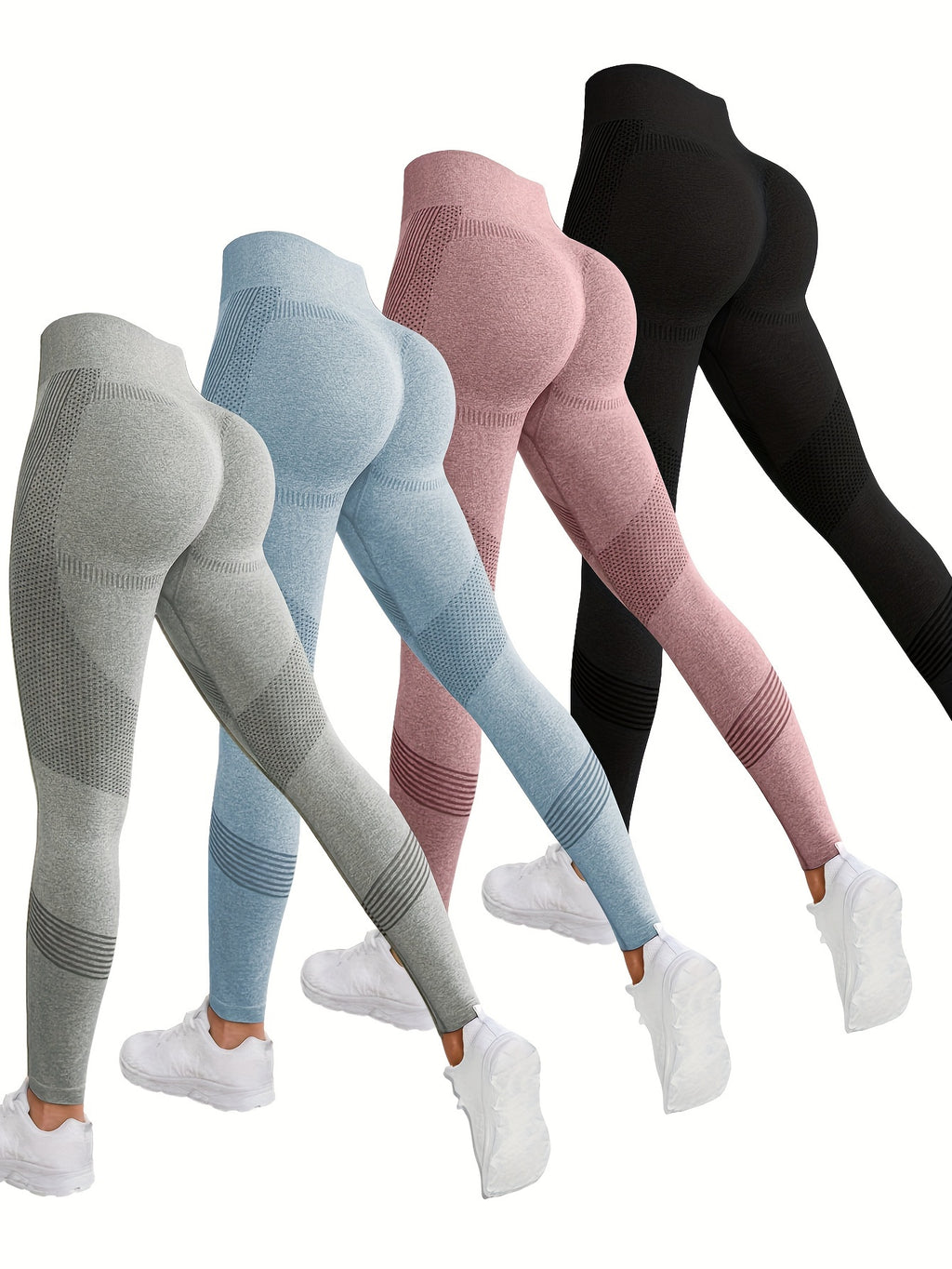 4pcs 4-Piece Butt Lifting Yoga Pants, High-Stretch Slim Fit Workout Leggings for Women's Fitness Activities