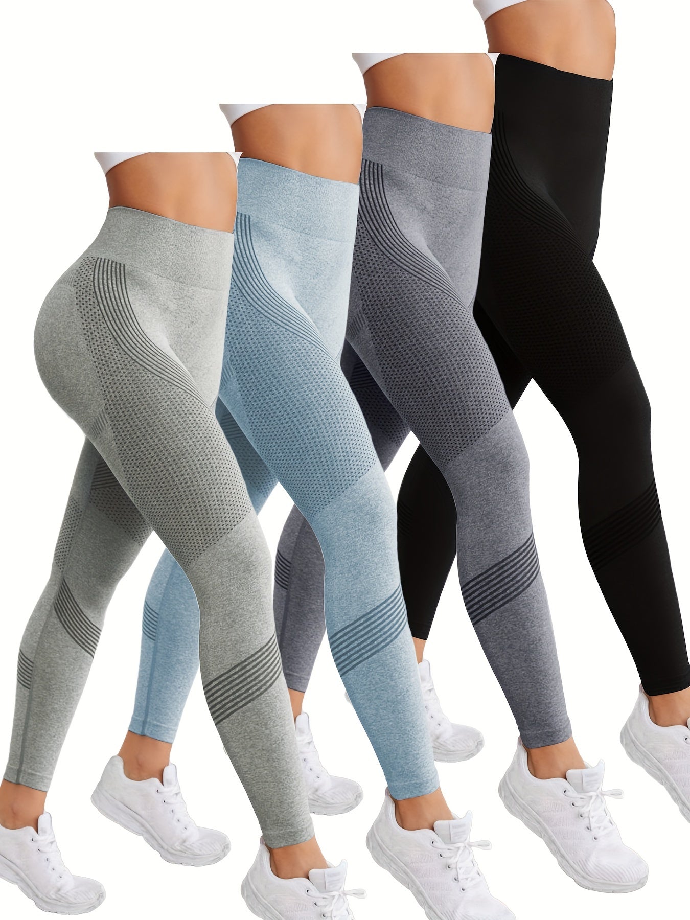 4pcs 4-Piece Butt Lifting Yoga Pants, High-Stretch Slim Fit Workout Leggings for Women's Fitness Activities