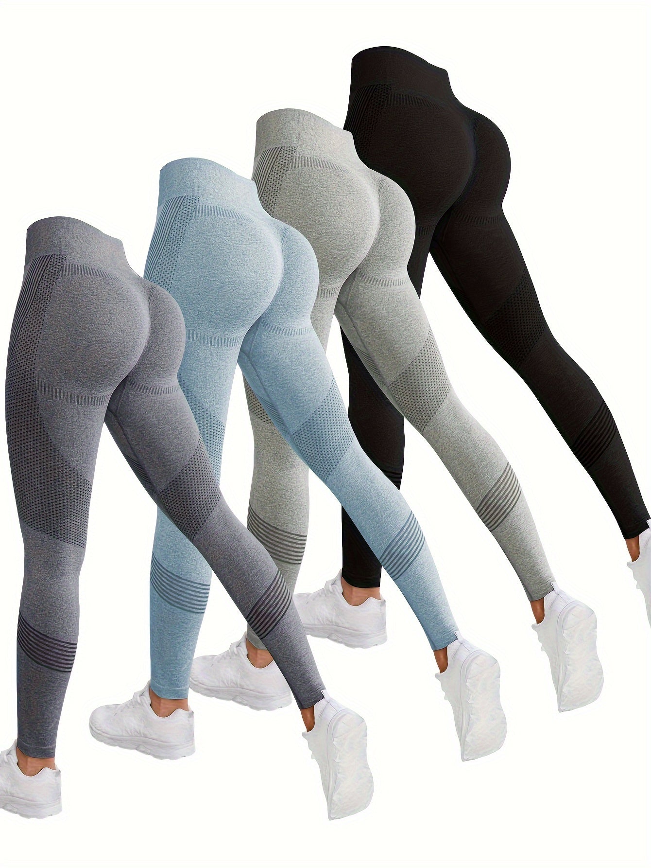 4pcs 4-Piece Butt Lifting Yoga Pants, High-Stretch Slim Fit Workout Leggings for Women's Fitness Activities
