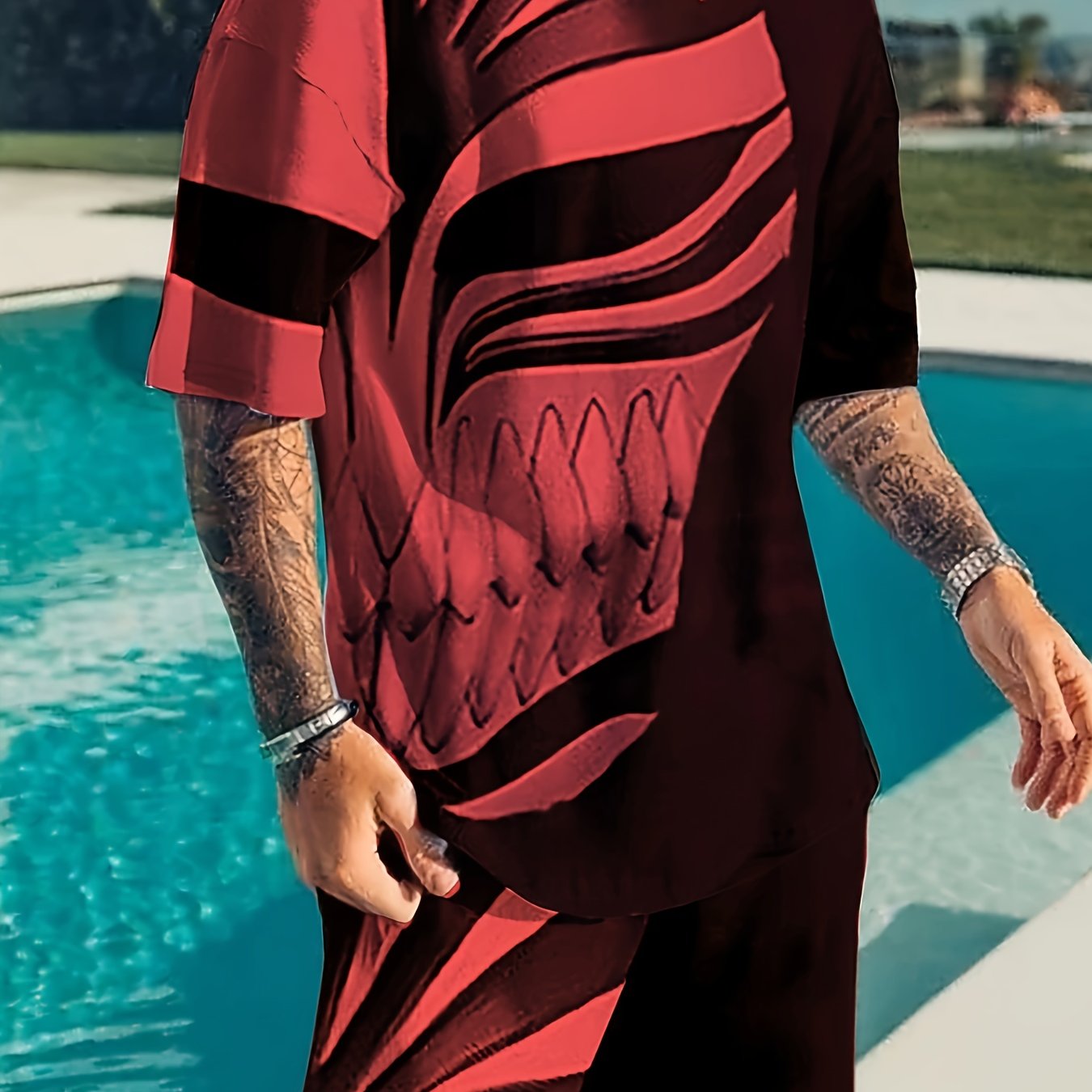 2-Piece Mens Cartoon Print Sports Set - Soft 100% Polyester Crew Neck T-Shirt and Active Drawstring Shorts for Fitness, Novelty, and Weekend Casual Wear