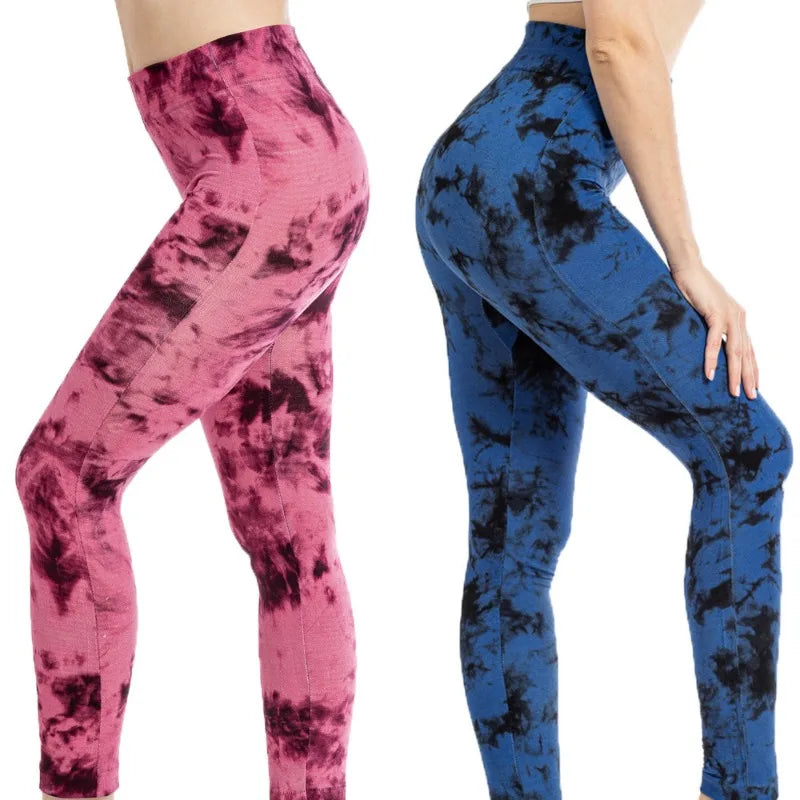 za Leggings Deportivos Tie-Dye de Alta Elasticidad