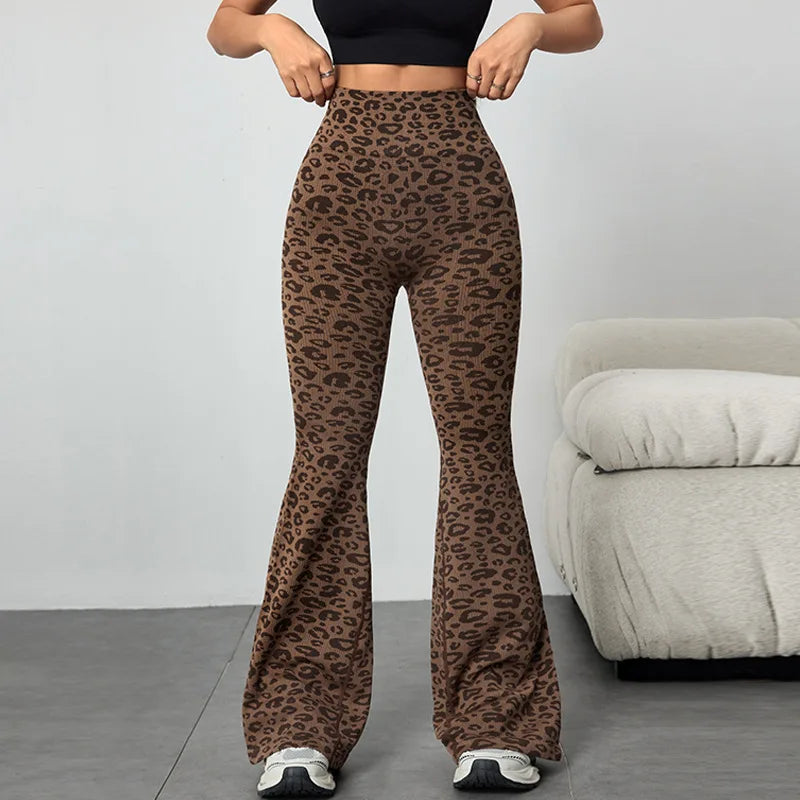 za Pantalones Deportivos Acampanados Animal Print