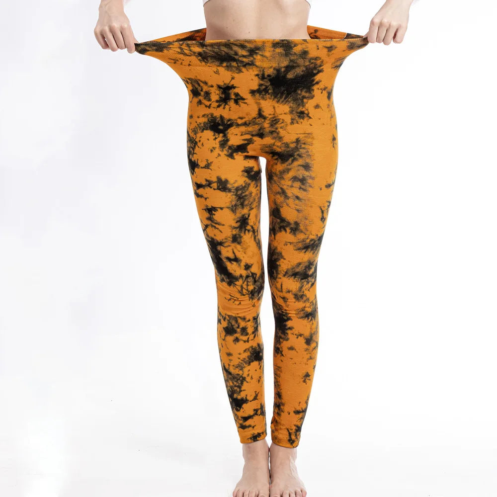 za Leggings Deportivos Tie-Dye de Alta Elasticidad