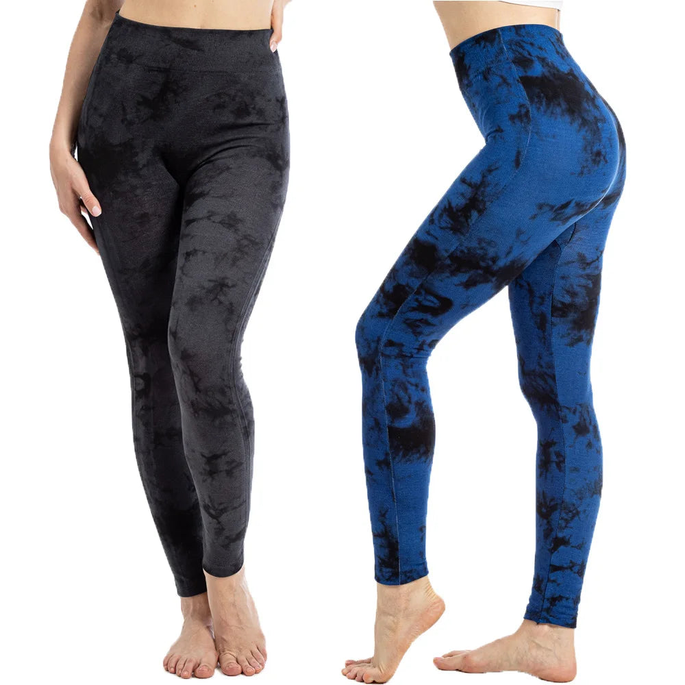 za Leggings Deportivos Tie-Dye de Alta Elasticidad