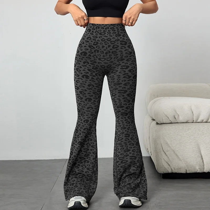 za Pantalones Deportivos Acampanados Animal Print