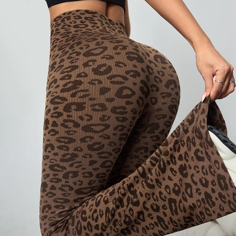 za Pantalones Deportivos Acampanados Animal Print