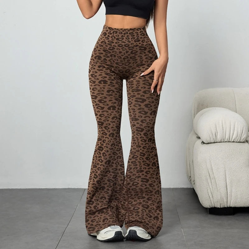 za Pantalones Deportivos Acampanados Animal Print