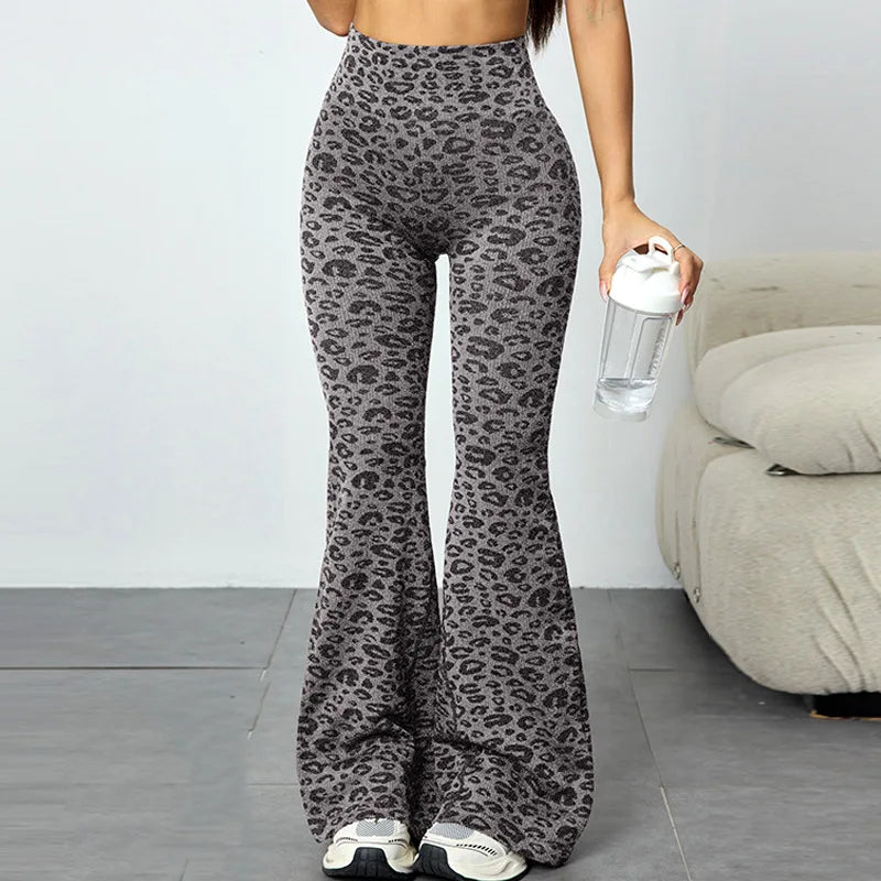 za Pantalones Deportivos Acampanados Animal Print