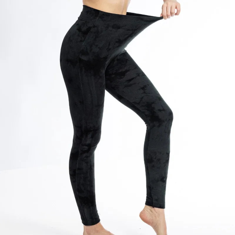 za Leggings Deportivos Tie-Dye de Alta Elasticidad