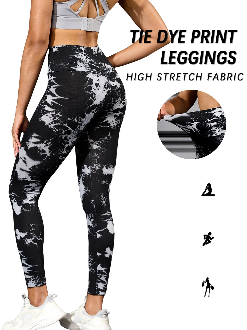 za Leggings Deportivos Tie-Dye con Efecto Push-Up