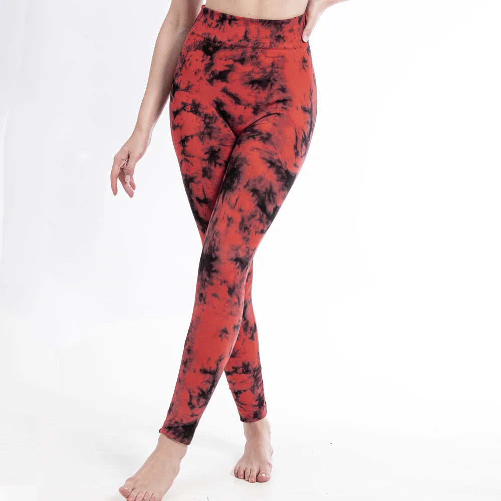 za Leggings Deportivos Tie-Dye de Alta Elasticidad