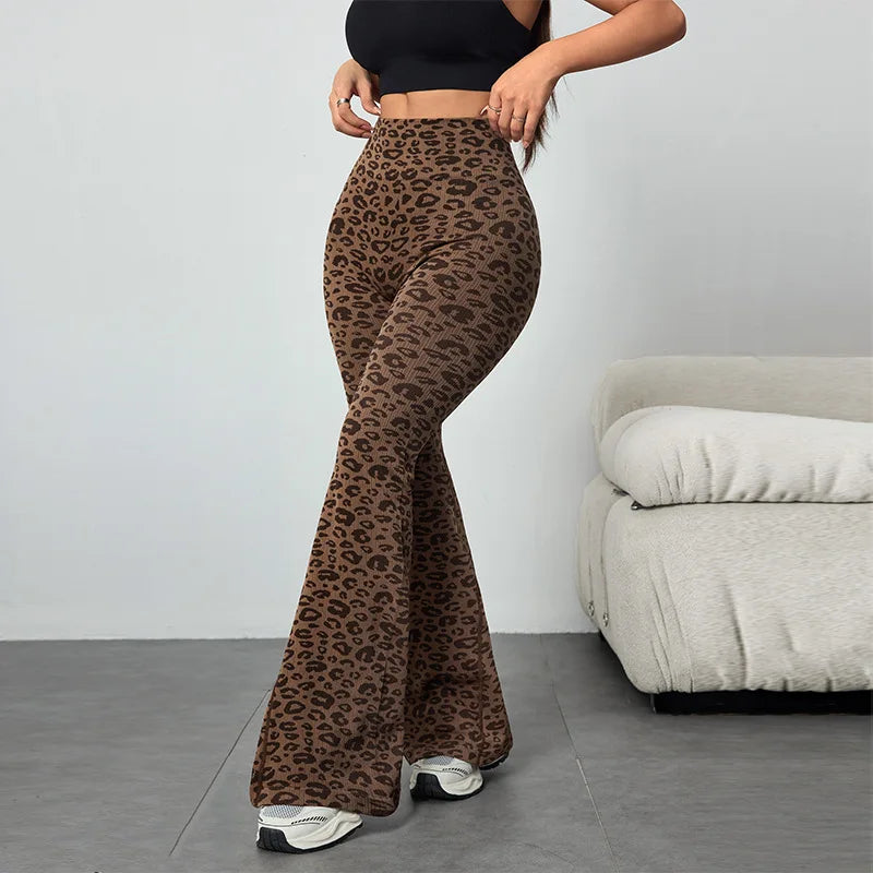 za Pantalones Deportivos Acampanados Animal Print