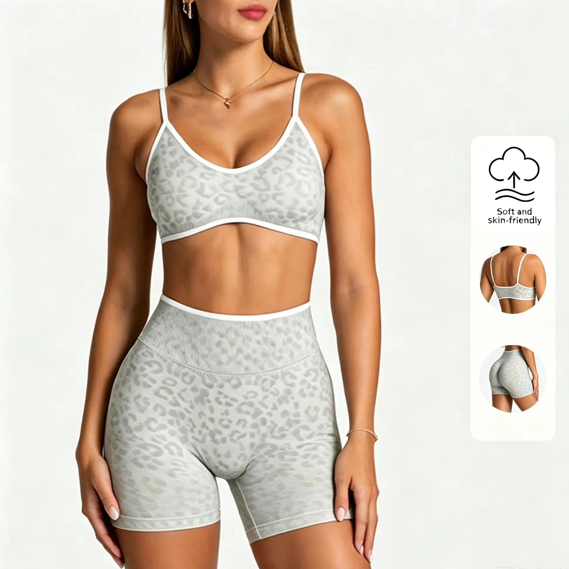 Conjunto 2 Piezas Biker Shorts y Top Ajustable animal print