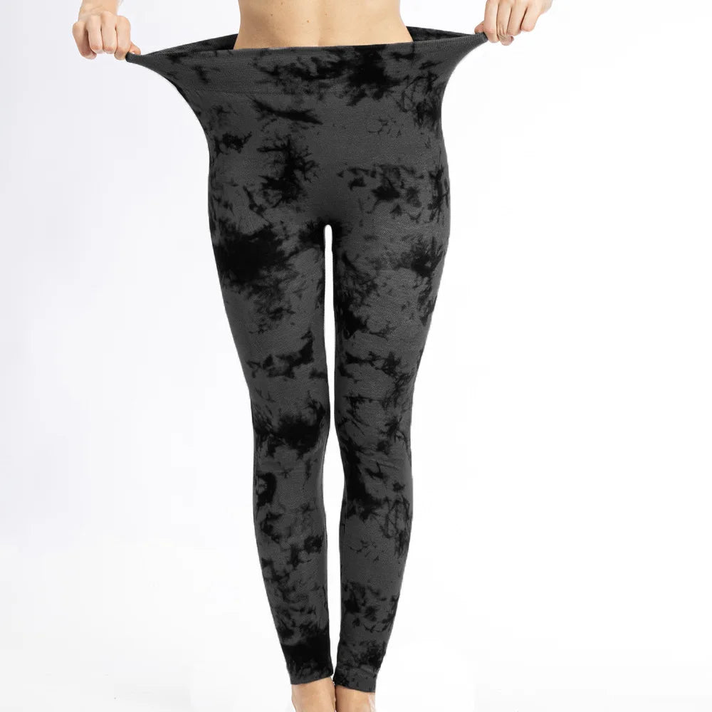 za Leggings Deportivos Tie-Dye de Alta Elasticidad