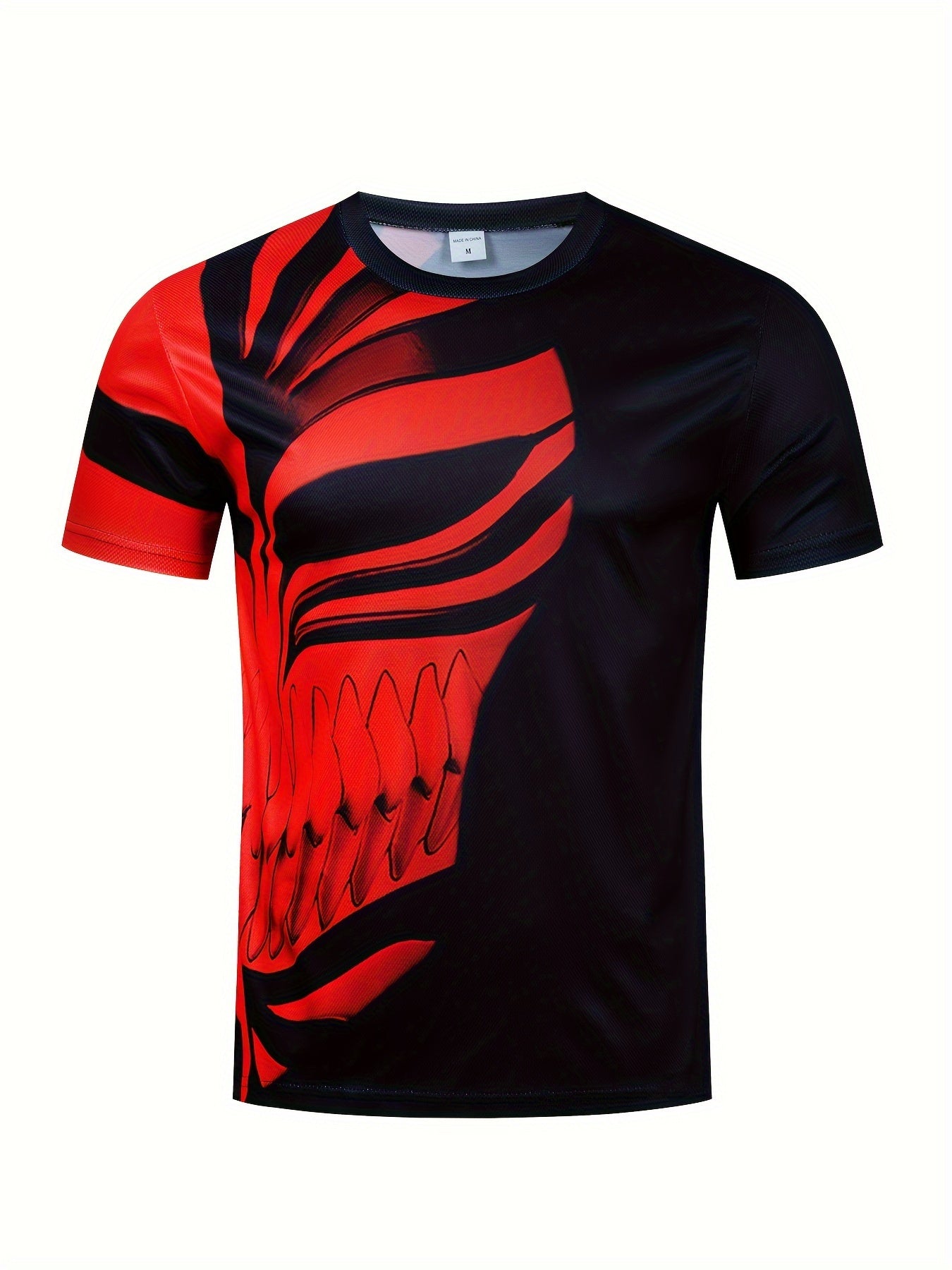 2-Piece Mens Cartoon Print Sports Set - Soft 100% Polyester Crew Neck T-Shirt and Active Drawstring Shorts for Fitness, Novelty, and Weekend Casual Wear