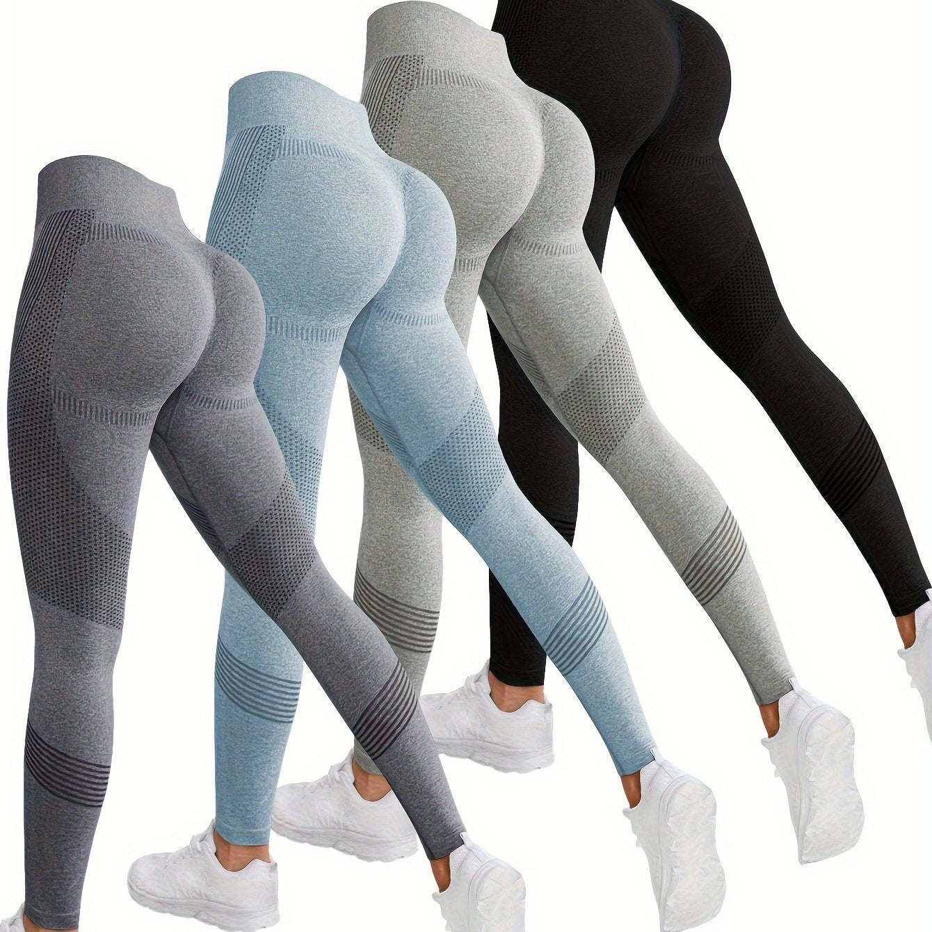 4pcs 4-Piece Butt Lifting Yoga Pants, High-Stretch Slim Fit Workout Leggings for Women's Fitness Activities