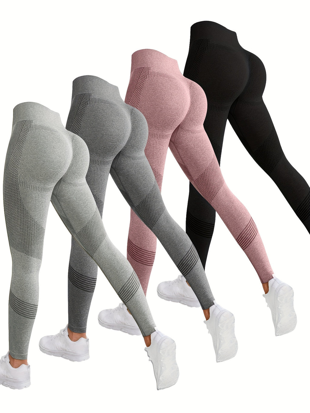 4pcs 4-Piece Butt Lifting Yoga Pants, High-Stretch Slim Fit Workout Leggings for Women's Fitness Activities
